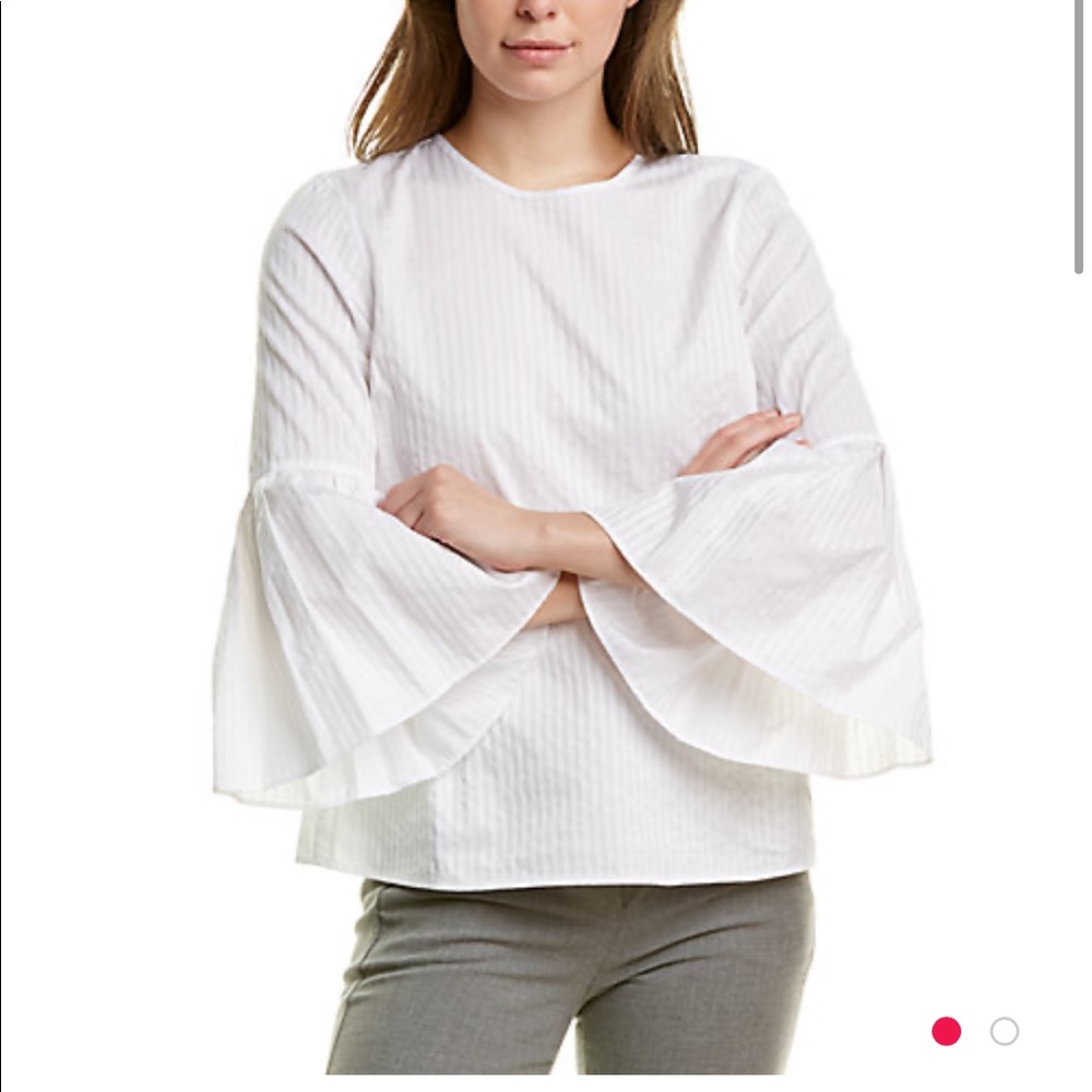 Loft blouse with flounce sleeves